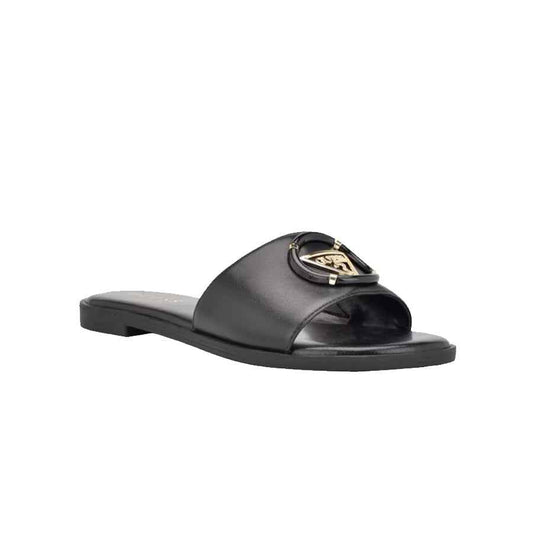 Guess Magnify Faux-Leather Beach Slides Black