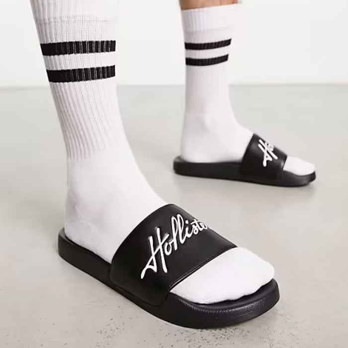 Hollister Signature Logo Slides Black