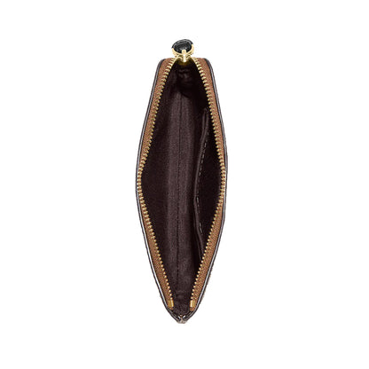 Coach Corner Zip Wristlet In Signature Canvas With Stripe Gold Khaki