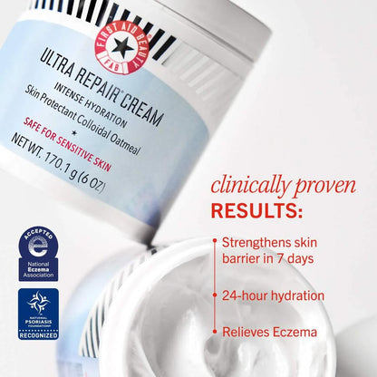 First Aid Beauty Ultra Repair Cream Intense Hydration Face and Body Moisturizer for Skin Repair 170g