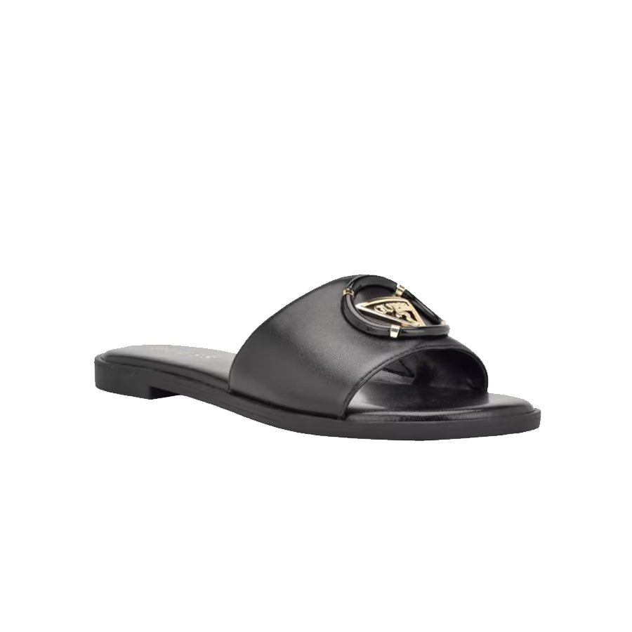 Guess Magnify Faux-Leather Beach Slides Black 