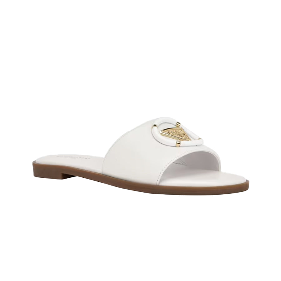 Guess Magnify Faux-Leather Beach Slides White