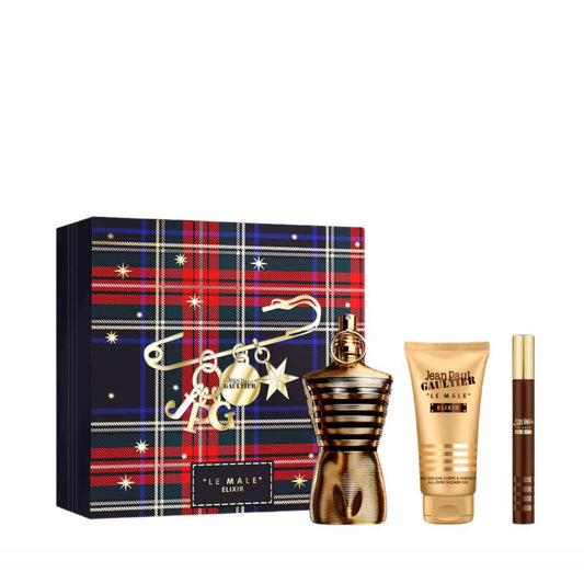 Jean Paul Gaultier Le Male Elixir men perfume gift set 3 piece 125ml parfum shower gel 75ml Pakistan