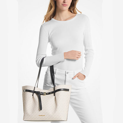 Michael Kors Emilia Large Logo Tote Bag Vanilla Black