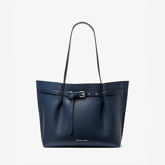 Michael Kors Emilia Large Pebbled Leather Tote Bag Navy