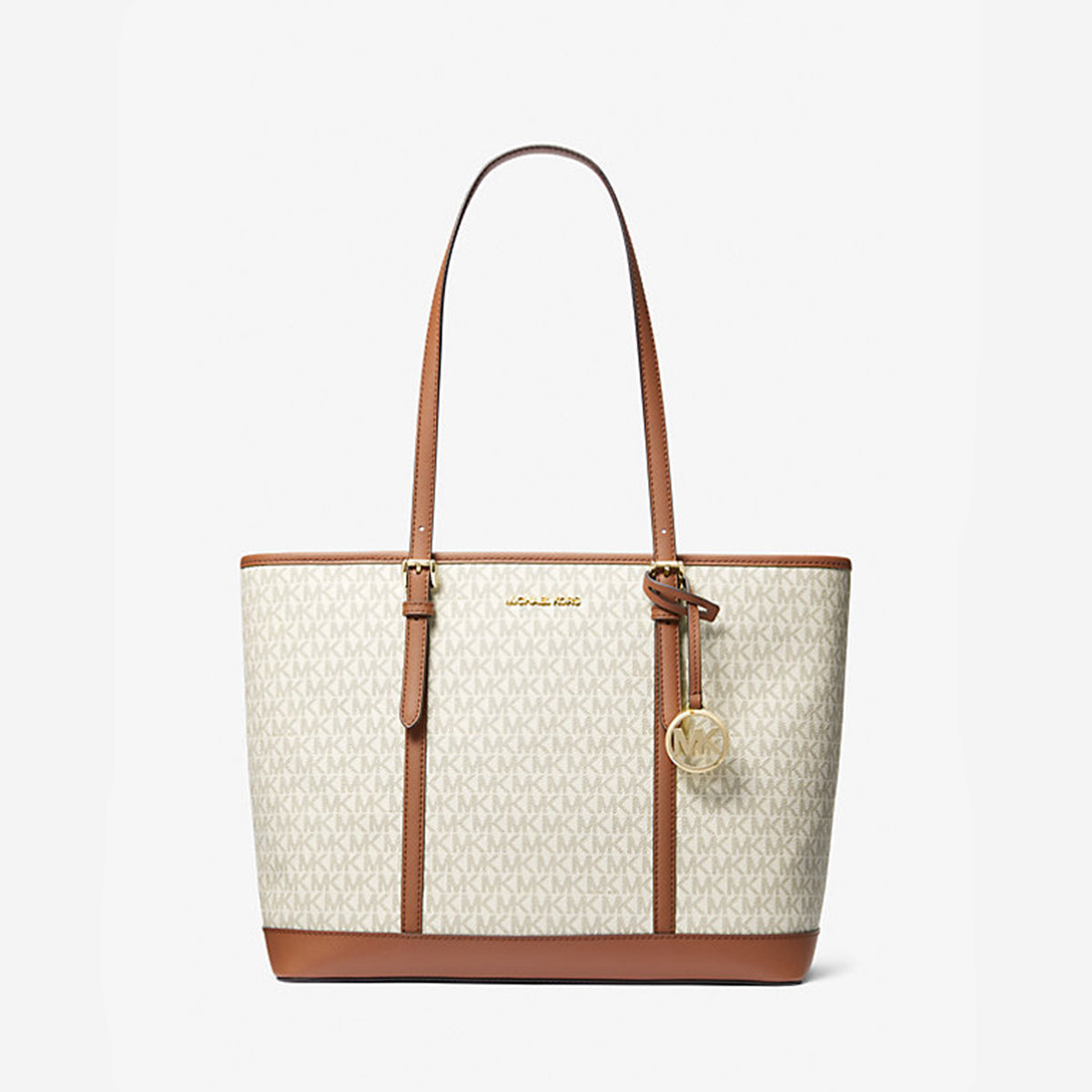 Michael Kors Jet Set Travel Large Logo Tote Bag Vanilla