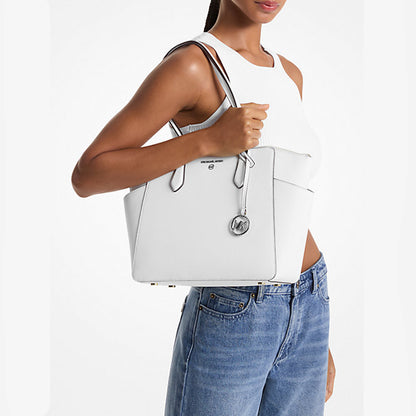 Michael Kors Marilyn Medium Saffiano Leather Tote Bag Optic White