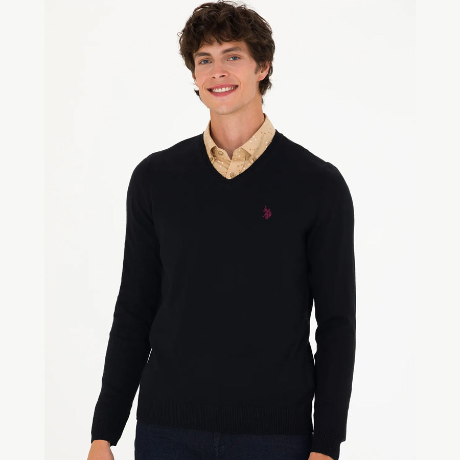 US Polo Assn Men's Plain V-Neck Sweater