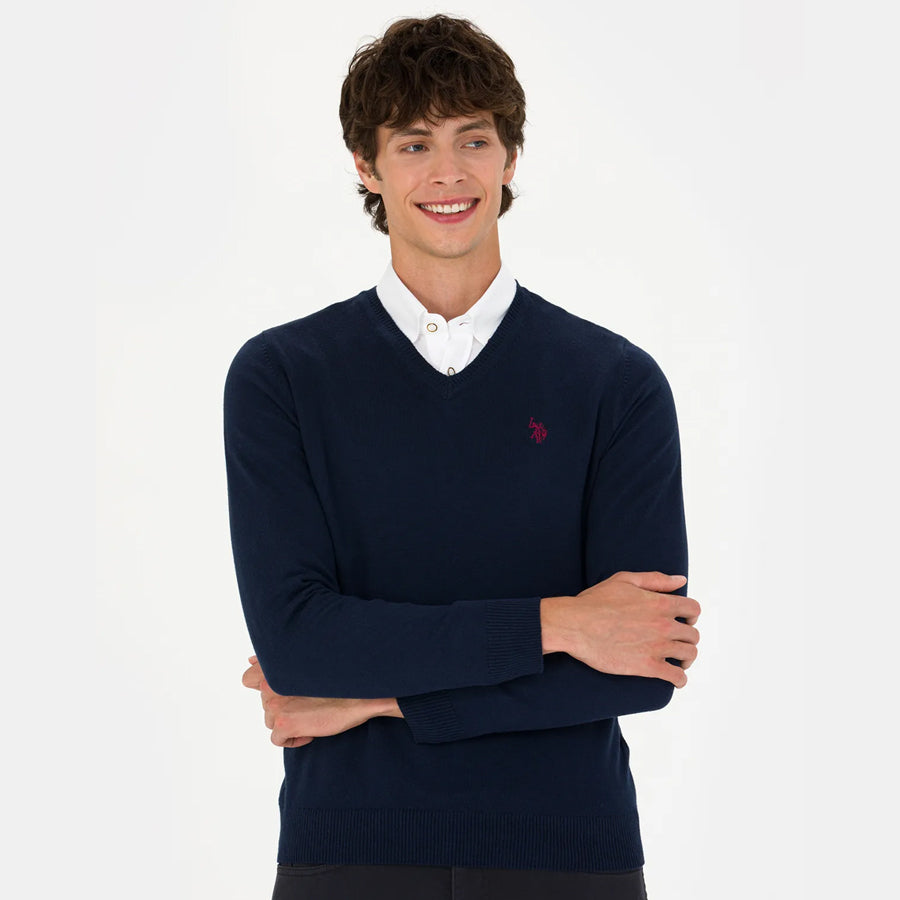 US Polo Assn Men's Plain V-Neck Sweater